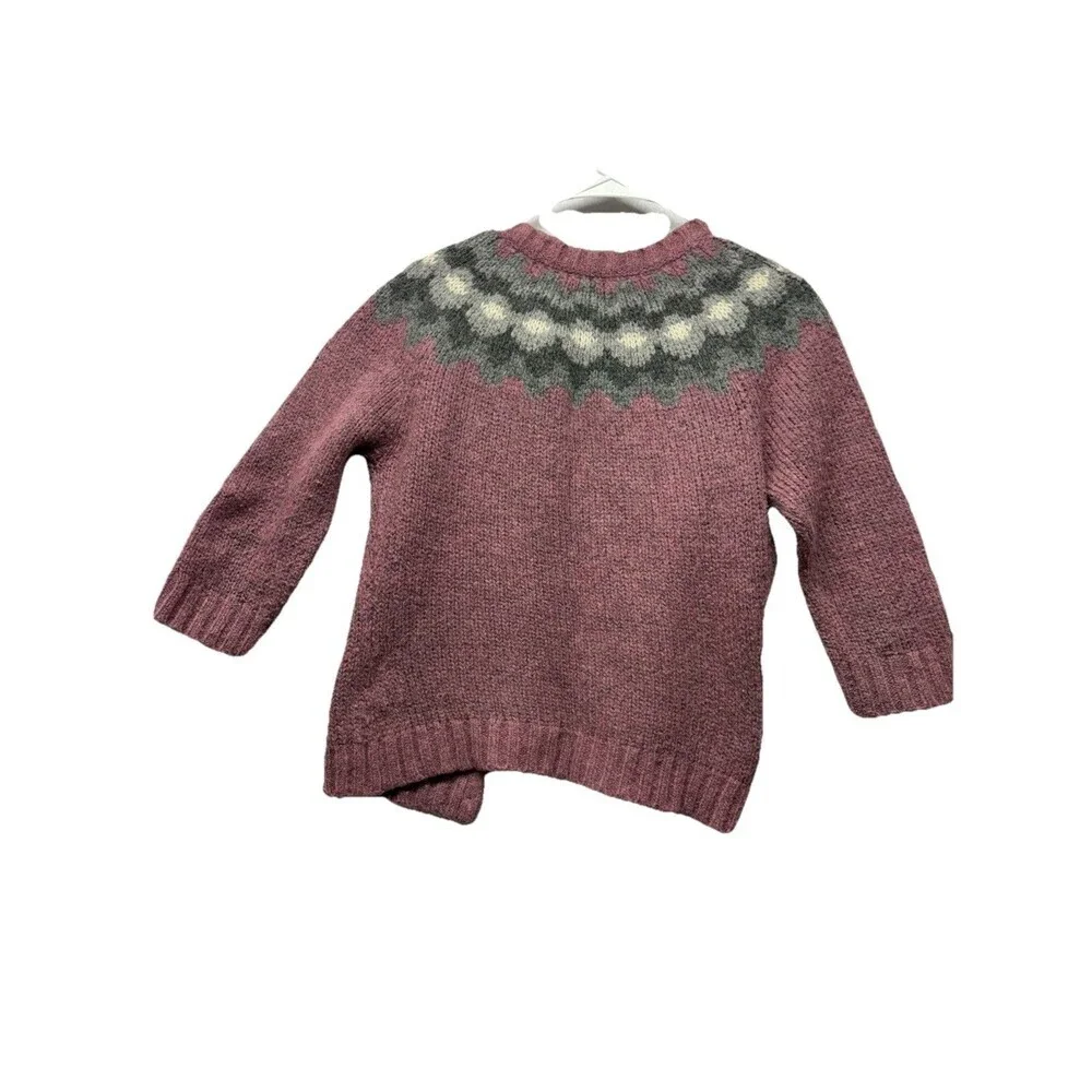 Garnet Hill fair isle cardigan button down sweater wool blend Purple Size Small